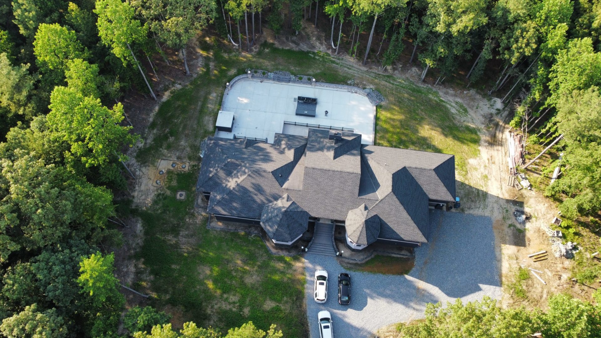 Aerial view of a custom home in Houston, DE by Above All Construction