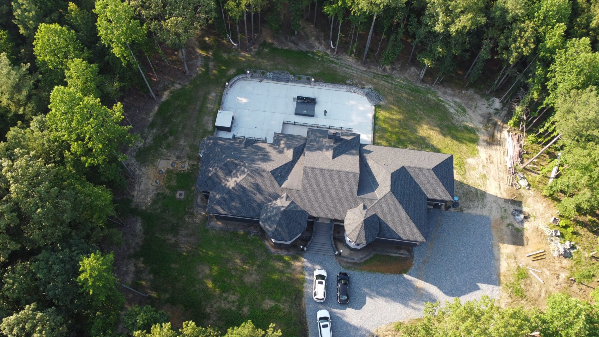 Aerial view of a custom home built by Above All Construction in Houston, DE