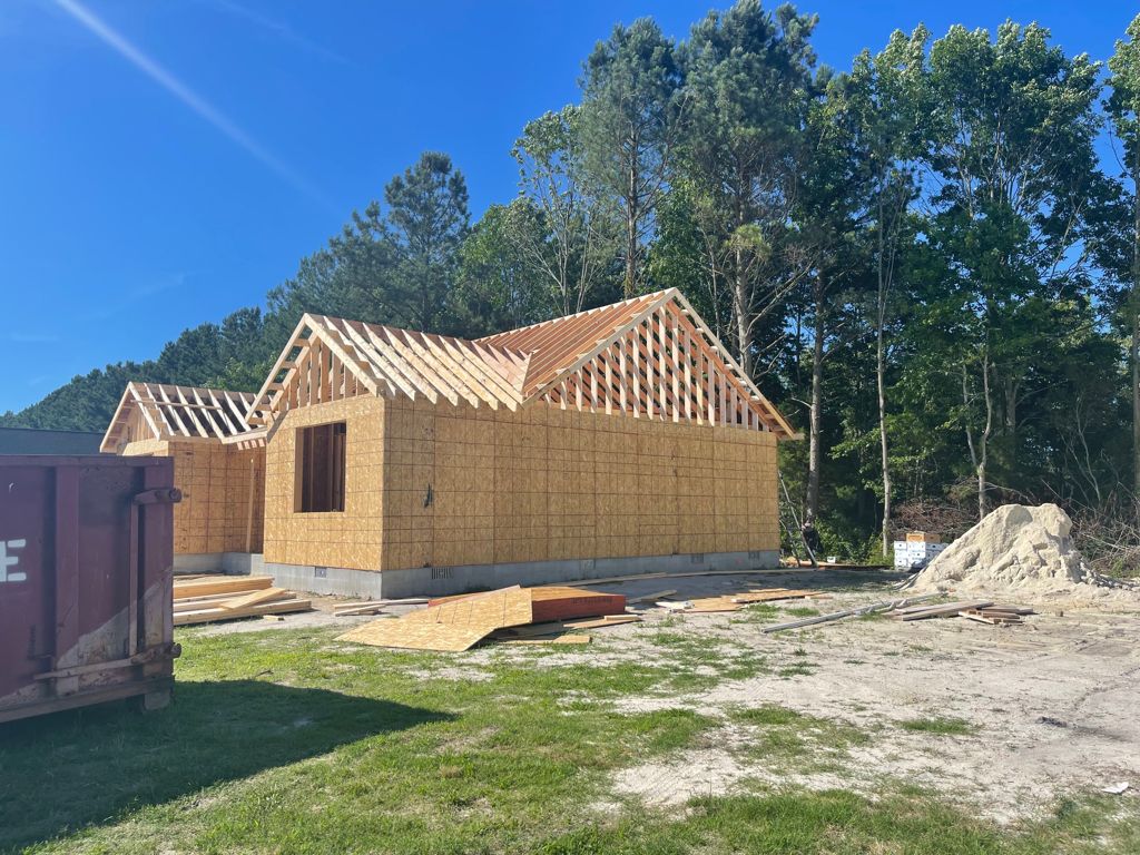 Wood framing of a custom home in Laurel, DE by Above All Construction