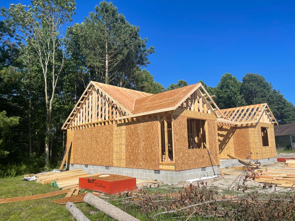 Wood framing of a custom home by Above All Construction in Laurel, DE